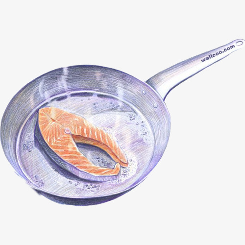 500x500 fried fish hand drawing material picture, saucepan, fillet, fried - Fried Fish Drawing