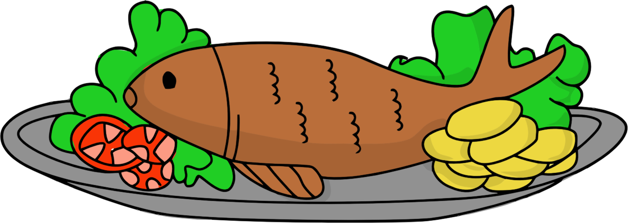 2112x750 fried fish food frying drawing cc0 - Fried Fish Drawing