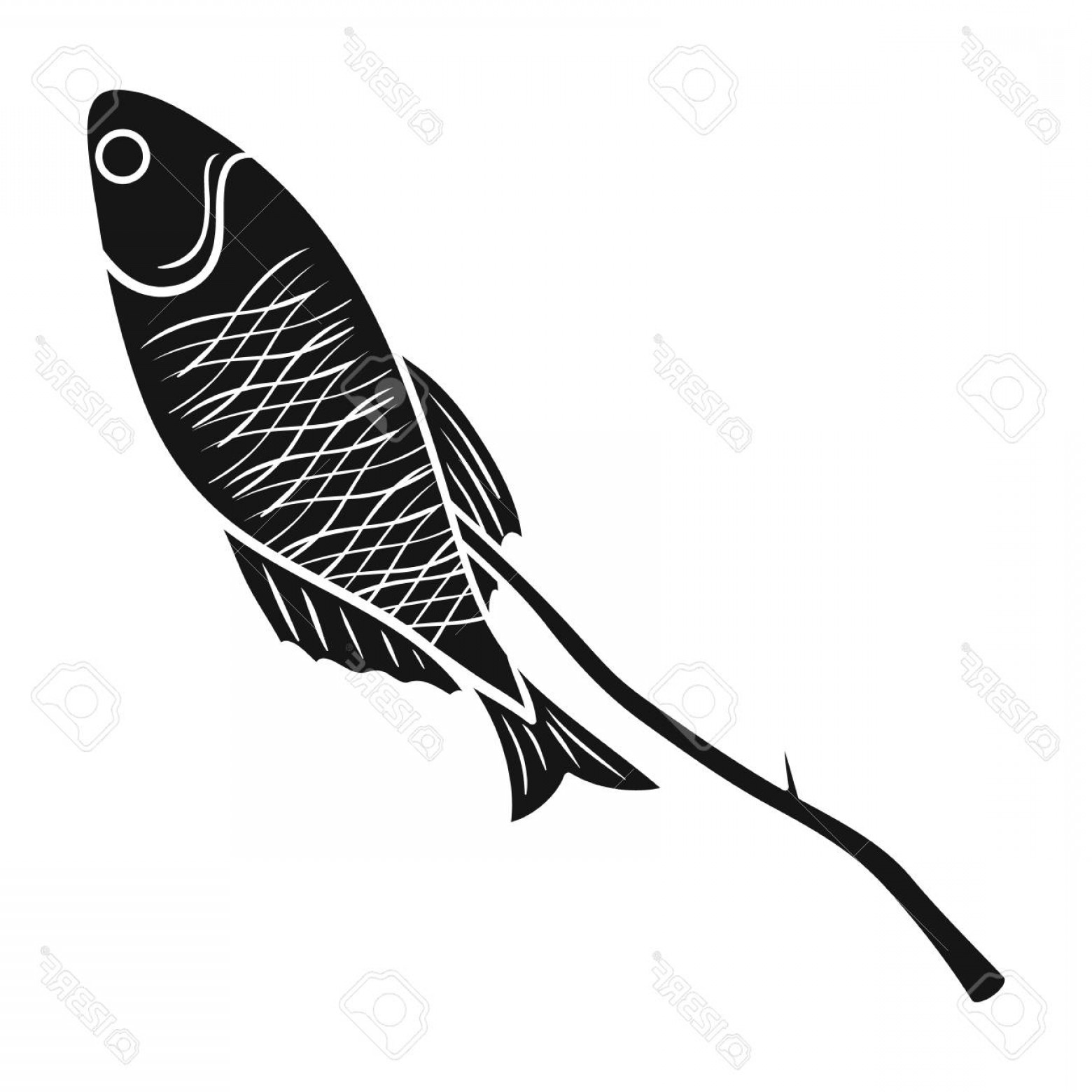 1560x1560 Photostock Vector Fried Fish Icon In Black Style Isolated On White - Fried Fish Drawing