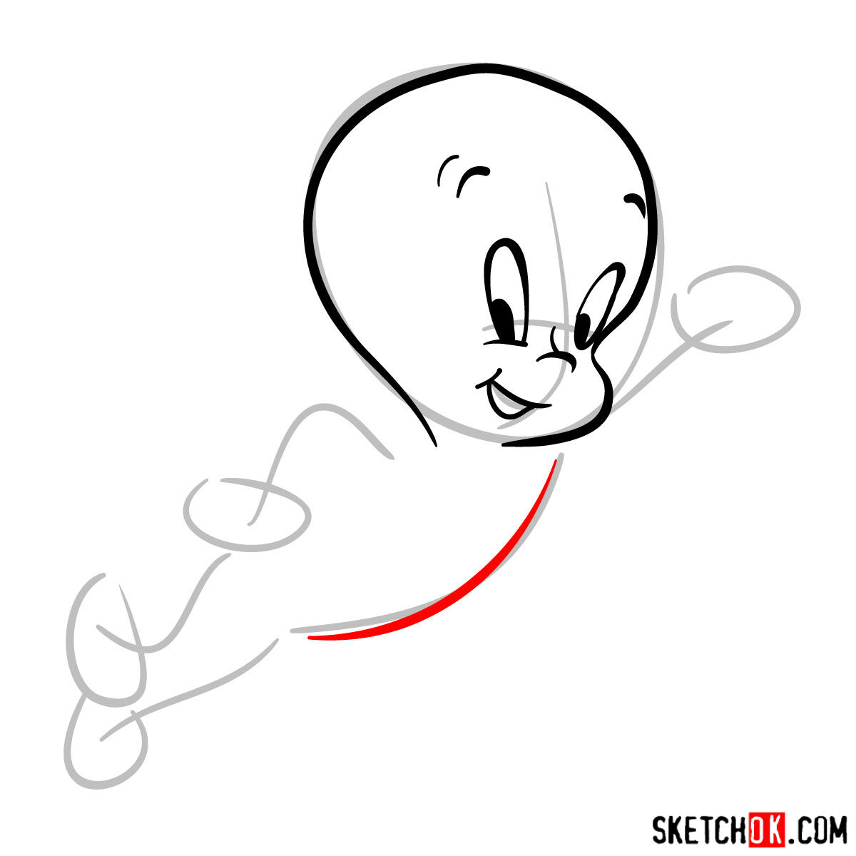 1200x1200 how to draw casper the friendly ghost - Friendly Drawing