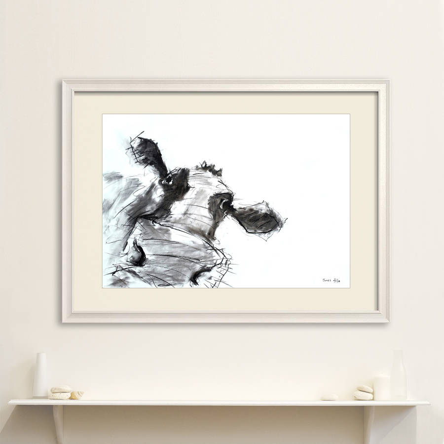 900x900 the friendly cow original charcoal drawing - Friendly Drawing