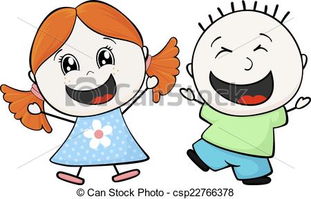 450x288 Happy Little Friends Cartoon Illustration Of Two Happy Little - Friends Cartoon Drawing