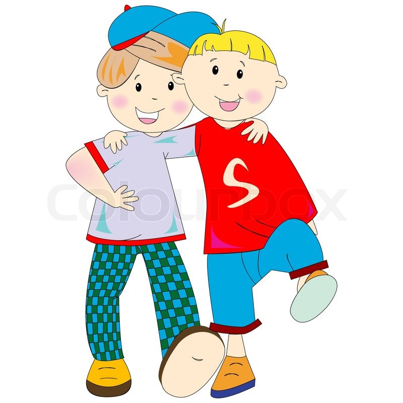 800x800 Best Friends Cartoon Against White Stock Vector Colourbox - Friends Cartoon Drawing
