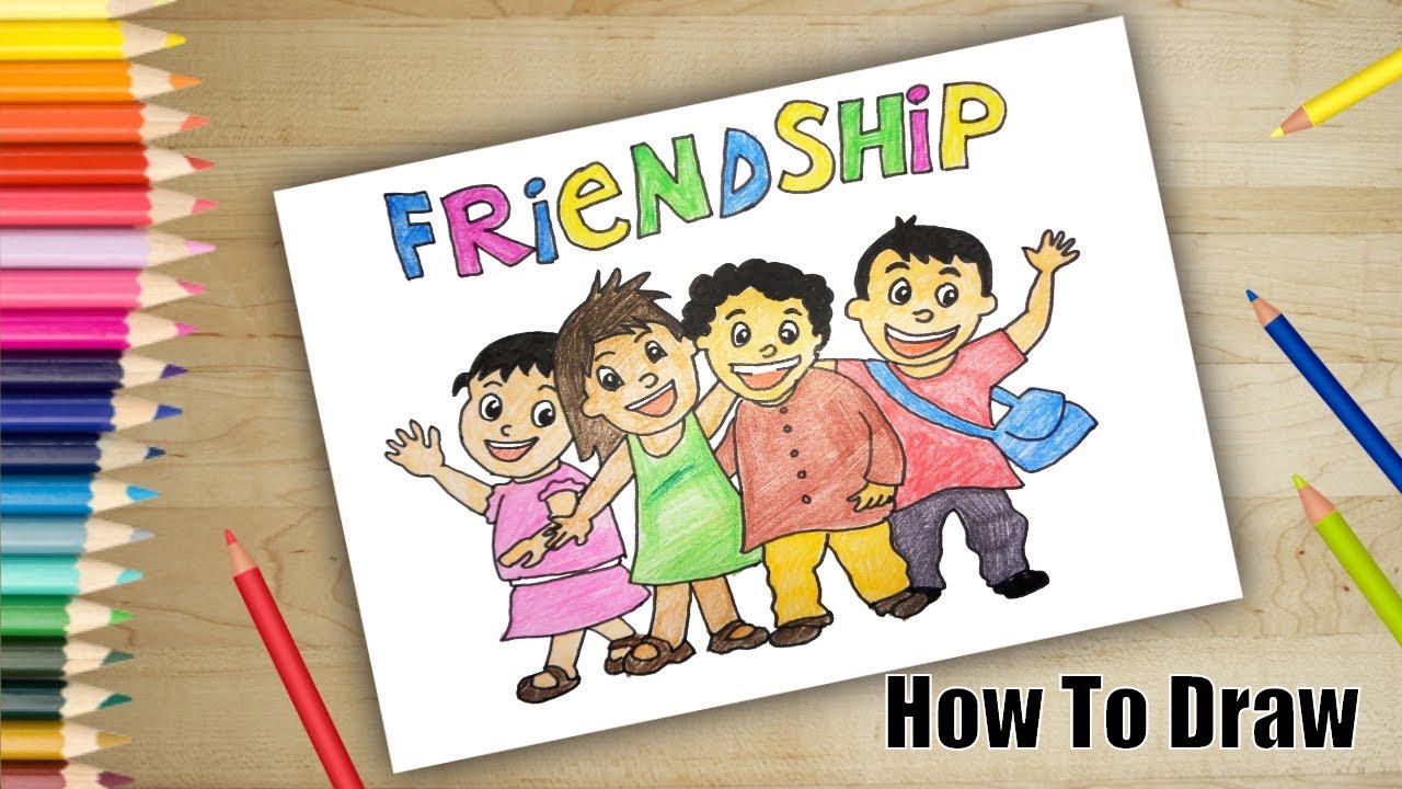 1280x720 How To Draw Friendship Day Drawing Friends Drawing And Colouring - Friends Drawing