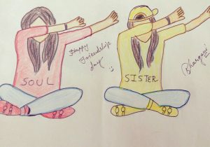 300x210 friendship day sketch - Friendship Sketch Drawing