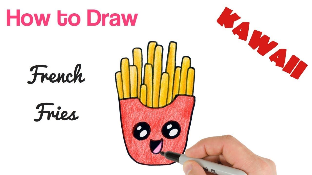 1280x720 how to draw cute french fries kawaii food drawings - Fries Drawing