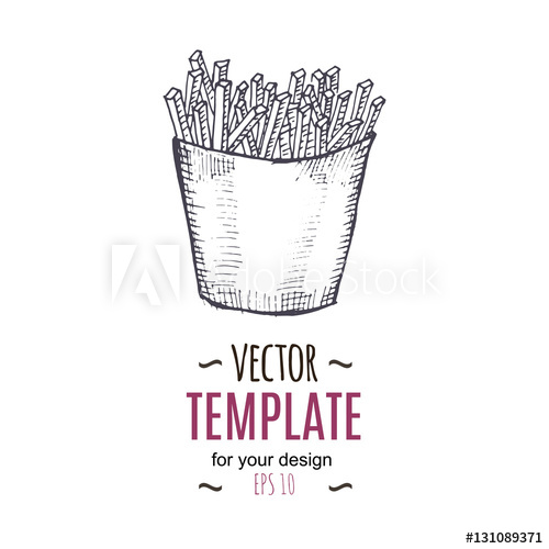 500x500 vector vintage french fries drawing hand drawn monochrome fast - Fries Drawing