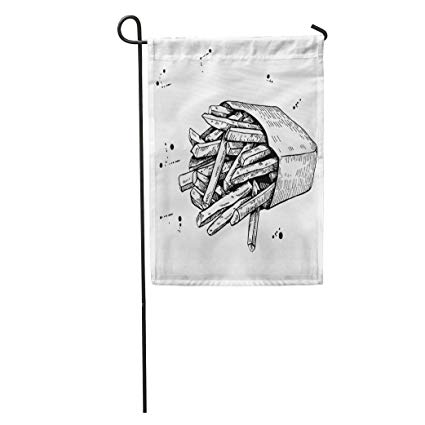 425x425 semtomn garden flag sketch vintage french fries - Fries Drawing
