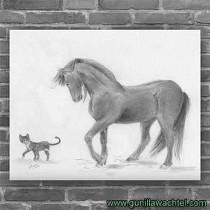300x300 friesian horse with cat - Friesian Drawing