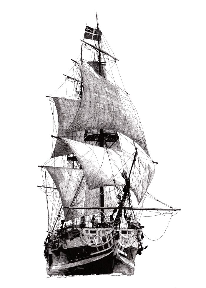 700x980 Grand Turk Frigate Drawing Photo Pirate Ship Tattoos, Ship - Frigate Drawing