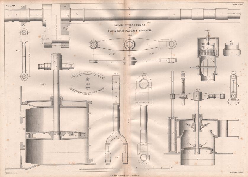 838x600 Victorian Engineering Drawing Hm Steam Frigate Dragon S Engines - Frigate Drawing