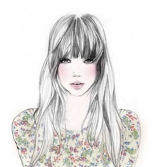 500x534 girl fringe illustration art for fashion illustration - Fringe Drawing