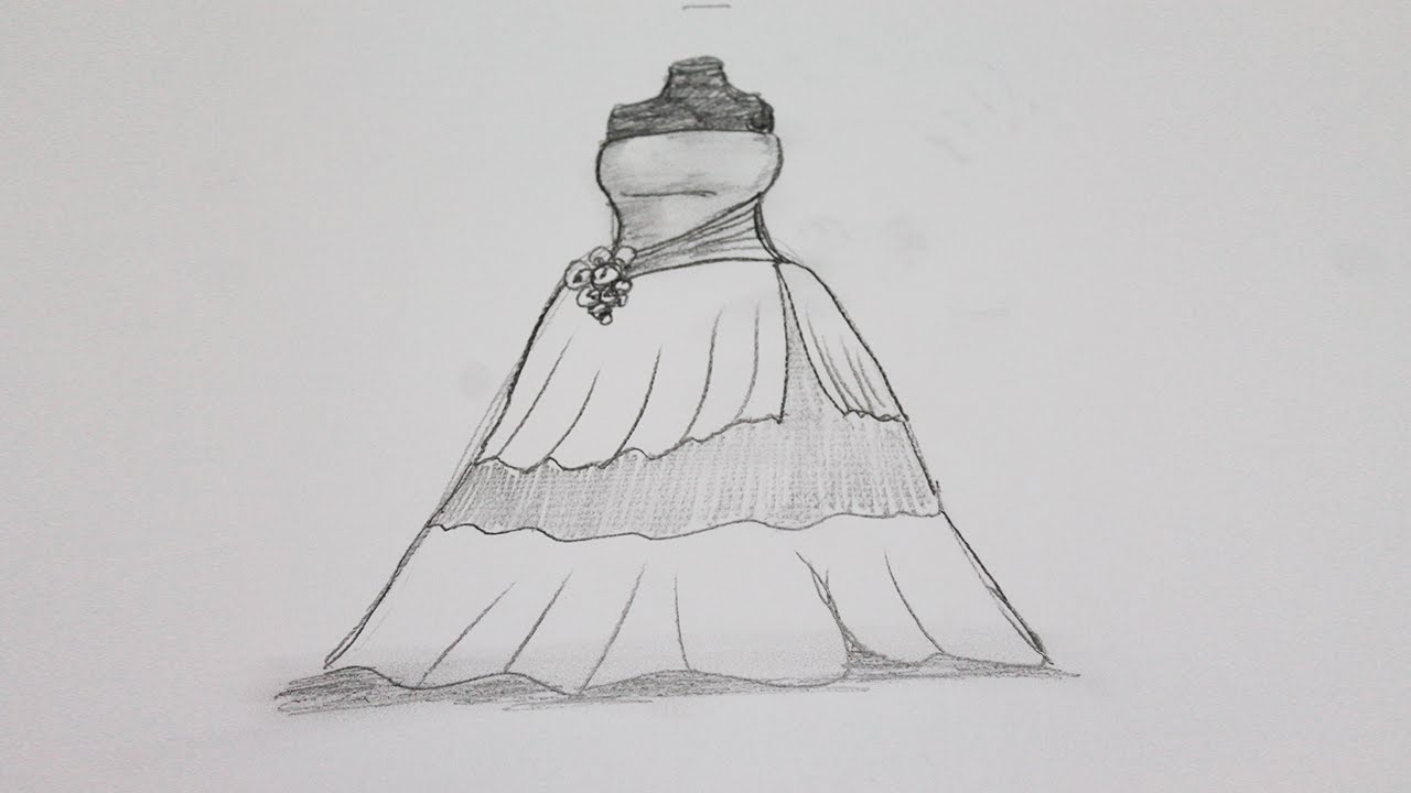 1280x720 How To Draw A Dress Step - Frock Drawing
