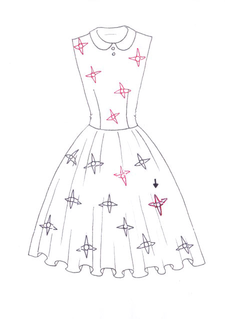 450x637 How To Draw Floral Print I Draw Fashion - Frock Drawing