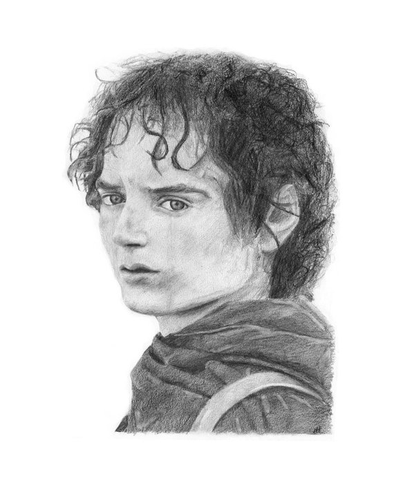570x712 Frodo Pencil Drawing Etsy - Frodo Drawing