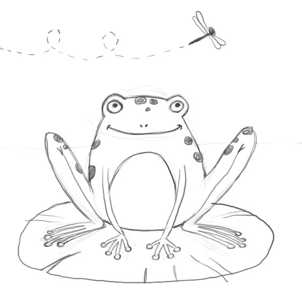600x600 How To Draw A Cartoon Frog - Frog Drawing Images