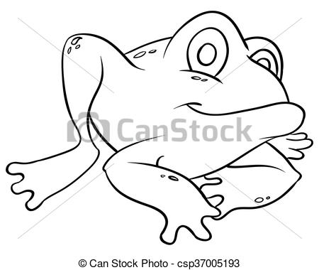 450x380 cartoon frog a line drawing of a cute frog - Frog Line Drawing