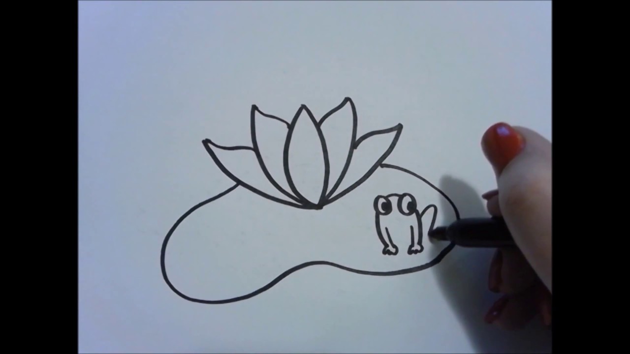 1280x720 How To Draw A Frog On Lily Pad - Frog On Lily Pad Drawing
