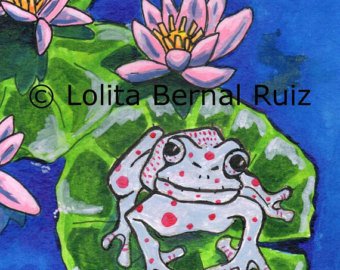 340x270 Lily Pad Drawing Etsy - Frog On Lily Pad Drawing