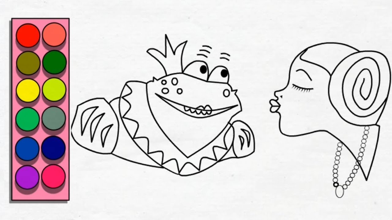 1280x720 Drawing Frog Prince And Princess And Coloring ! Coloring Videos - Frog Prince Drawing