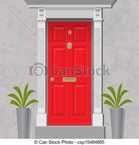 450x470 red door an old style front door, red with brass - Front Door Drawing