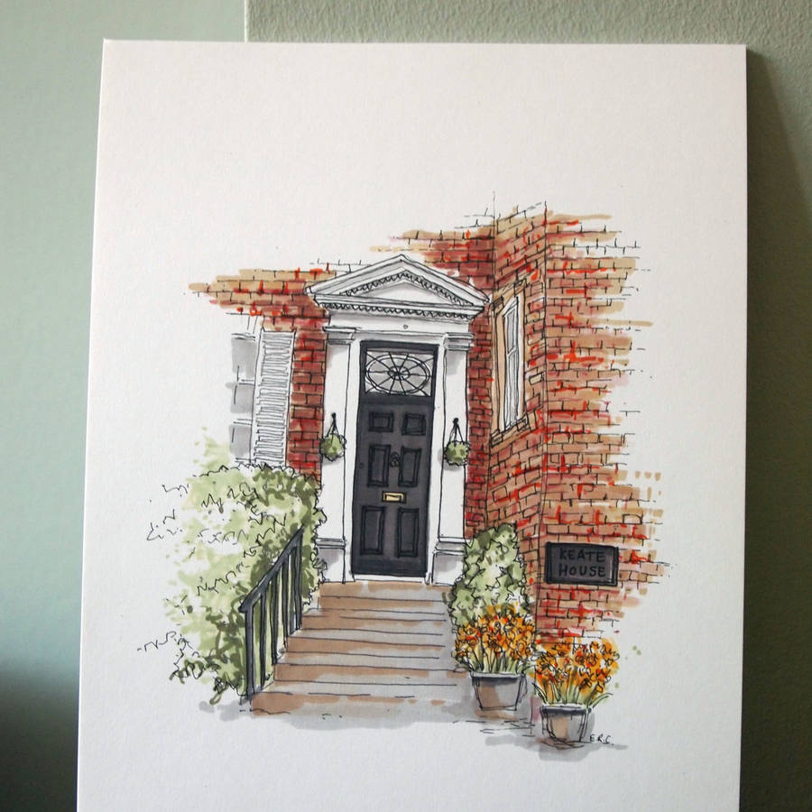 900x900 Personalised Front Door Illustration - Front Door Drawing