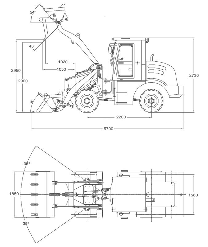 676x801 china front end loader - Front End Loader Drawing