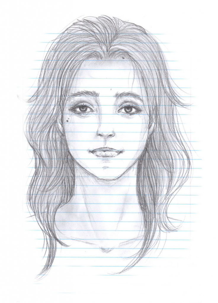 736x1024 How To Draw A Woman's Face - Front Face Drawing