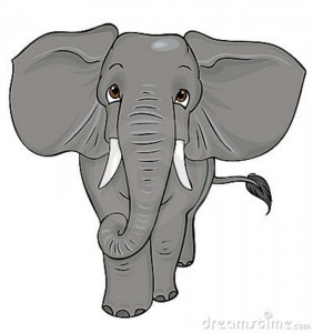 282x300  - Front Facing Elephant Drawing