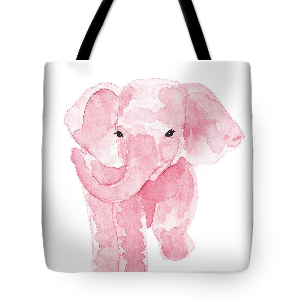 1000x1000 Pretty Pink Baby Elephant Facing Front Tote Bag For Sale - Front Facing Elephant Drawing