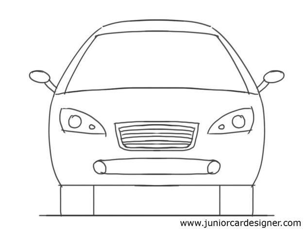628x476 Car Drawing For Kids Tutorial Hatchback Front View Crafts - Front Of Car Drawing