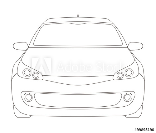 500x429 Generic Vehicle, Front View, Line Drawing Illustration - Front Of Car Drawing