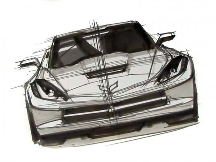 720x540 Corvette Stingray Design Sketch In Front View - Front Of Car Drawing