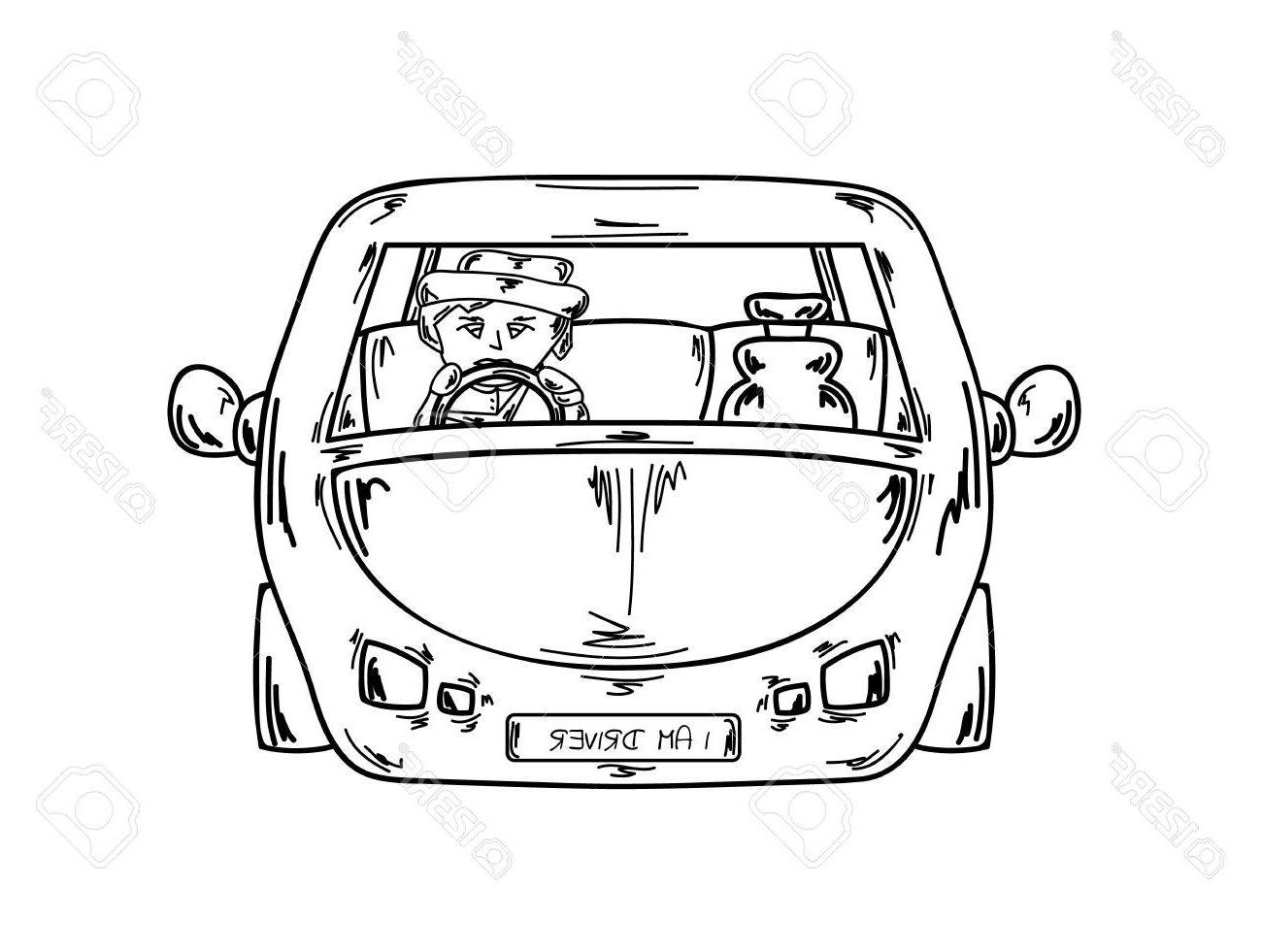 1300x981 Unique Driver In Car Front View Isolated Sketch Pictures - Front Of Car Drawing