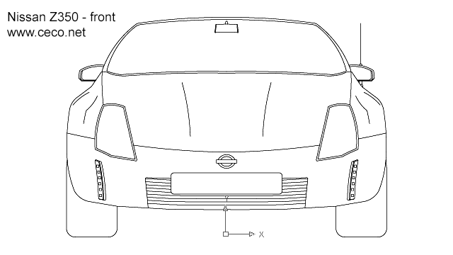 640x360 Autocad Drawing Nissan Sports Car Dwg Dxf - Front Of Car Drawing