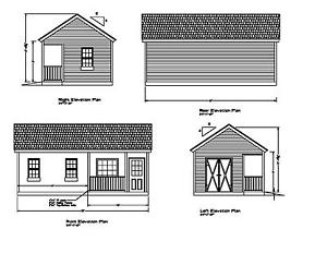 300x232 Shed Plans Drawings Blueprints Shed Gable Front - Front Porch Drawing