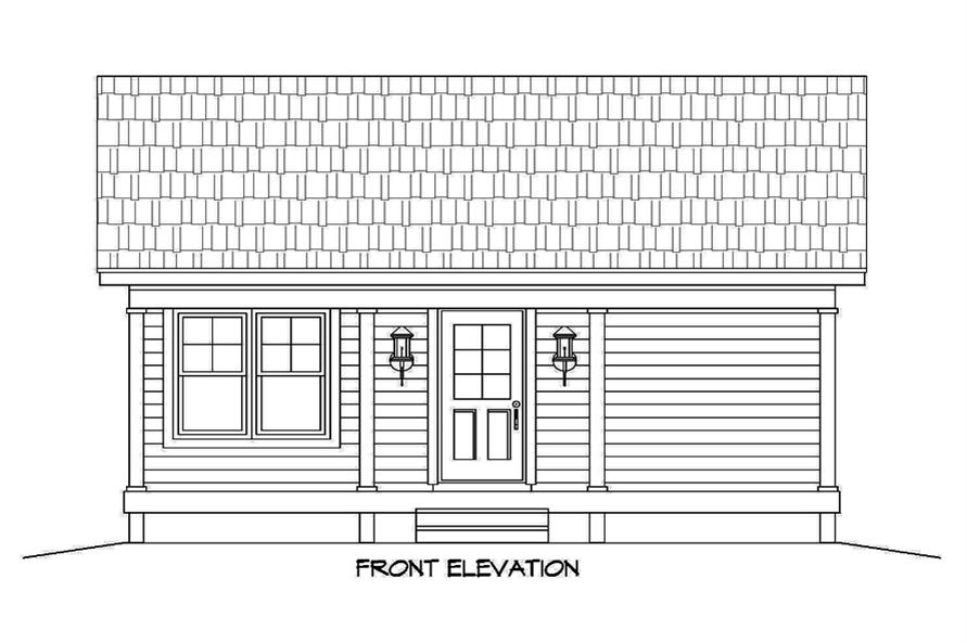 891x593 Small Cottage Style House Plan - Front Porch Drawing