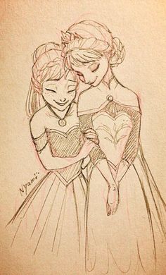 236x390 Fantastic Drawing Of Elsa And Anna - Frozen Anna And Elsa Drawing