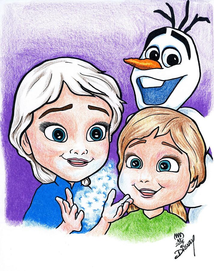 712x900 Frozen Young Anna And Young Elsa Drawing - Frozen Anna And Elsa Drawing