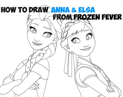400x316 How To Draw Anna And Elsa From Disney's Frozen Fever With Easy Steps - Frozen Anna And Elsa Drawing