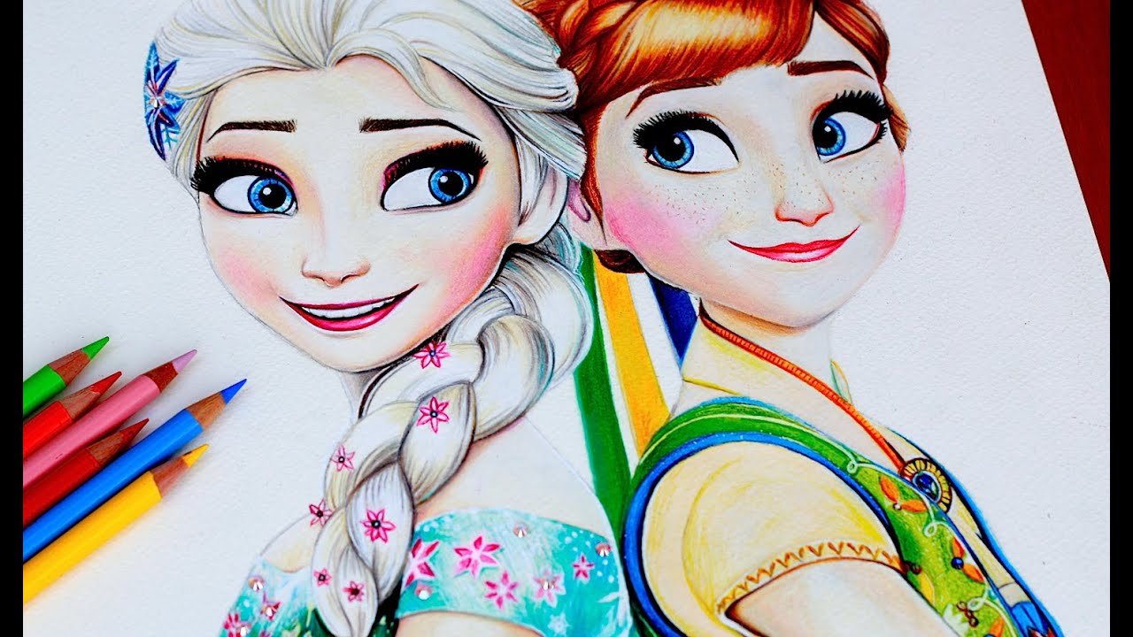 1280x720 Elsa Anna Drawing Frozen Fever - Frozen Anna And Elsa Drawing