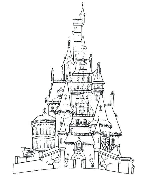 567x728 Disney Castle Coloring - Frozen Castle Drawing