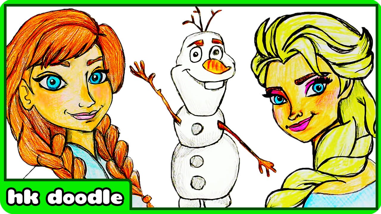 1280x720 How To Draw Disney Frozen Characters Elsa, Anna Olaf - Frozen Characters Drawing