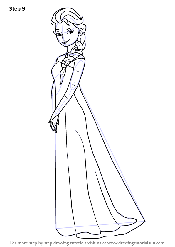 596x843 Learn How To Draw Elsa From Frozen - Frozen Characters Drawing