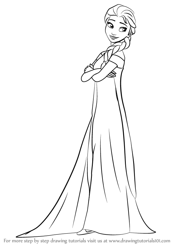 598x844 Learn How To Draw Elsa From Frozen Fever - Frozen Drawing