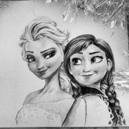 500x500 Frozen - Frozen Drawing Anna And Elsa