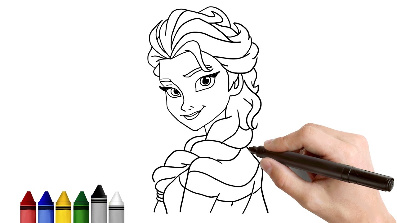 1280x720 How To Draw Elsa From Frozen Drawing For Kids Tutorial - Frozen Drawing For Kids