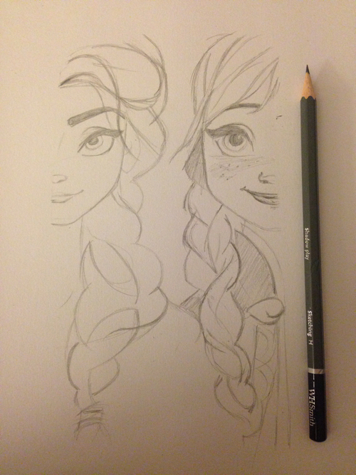 500x667 I Took Pencil To Paper And Drew Elsa And Anna - Frozen Drawing Paper
