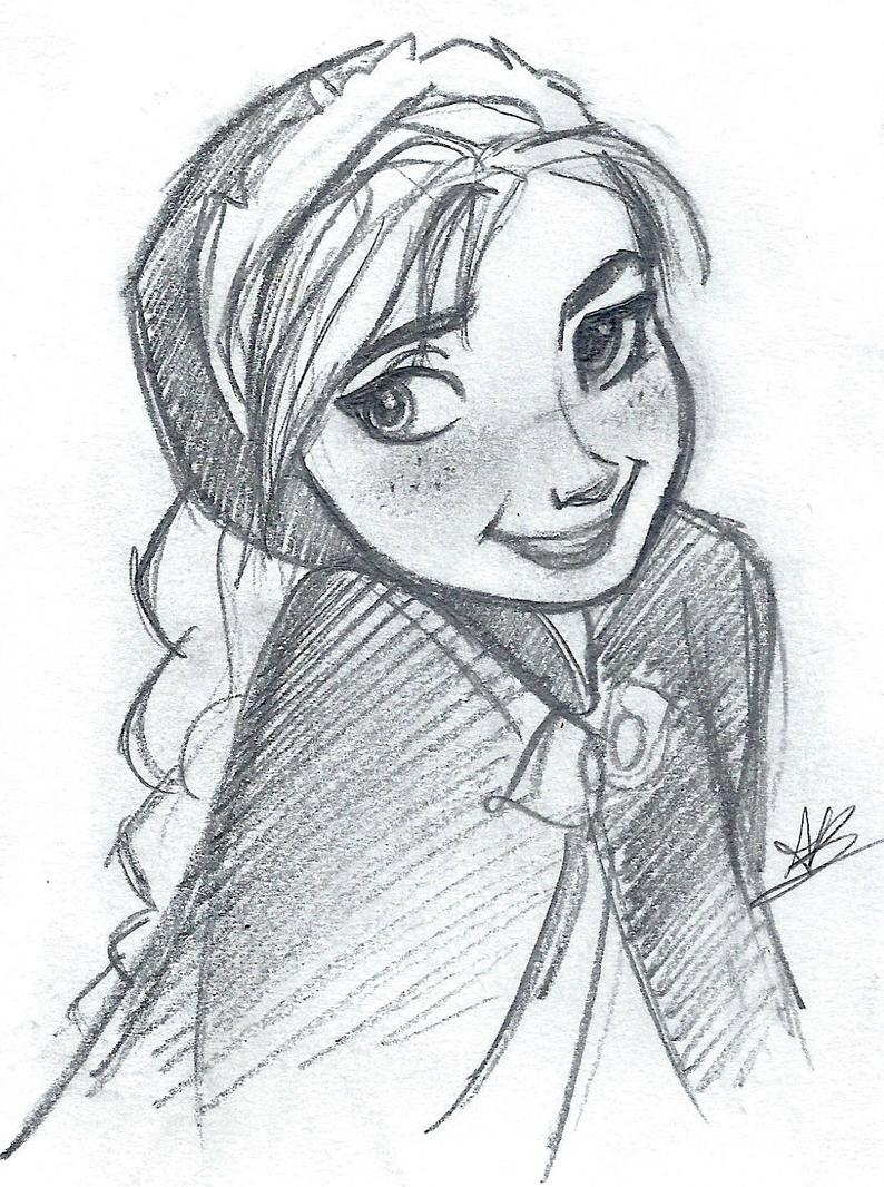 794x1066 Anna Frozen Disney Original Art Elsa Cute Drawing Snow Etsy - Frozen Drawing Paper