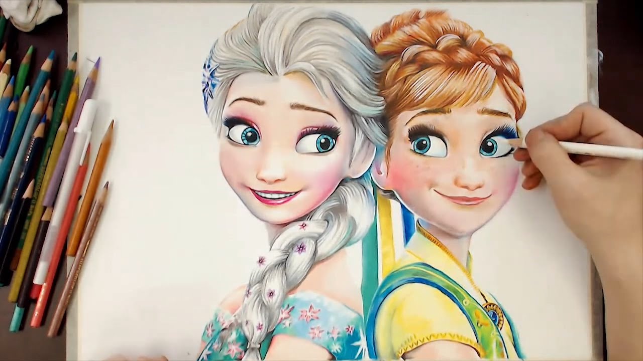 1280x720 Drawing Elsa Anna - Frozen Elsa And Anna Drawing